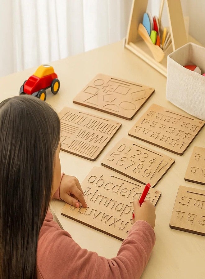 YaYplay Educational Wooden Tracing Board for Kids | Reading and Writing Board Toys for 2+ Years Old | Double Sided 2 Boards Capital, Small, Geometric Shapes and 6 Patterns Learning - Image 2